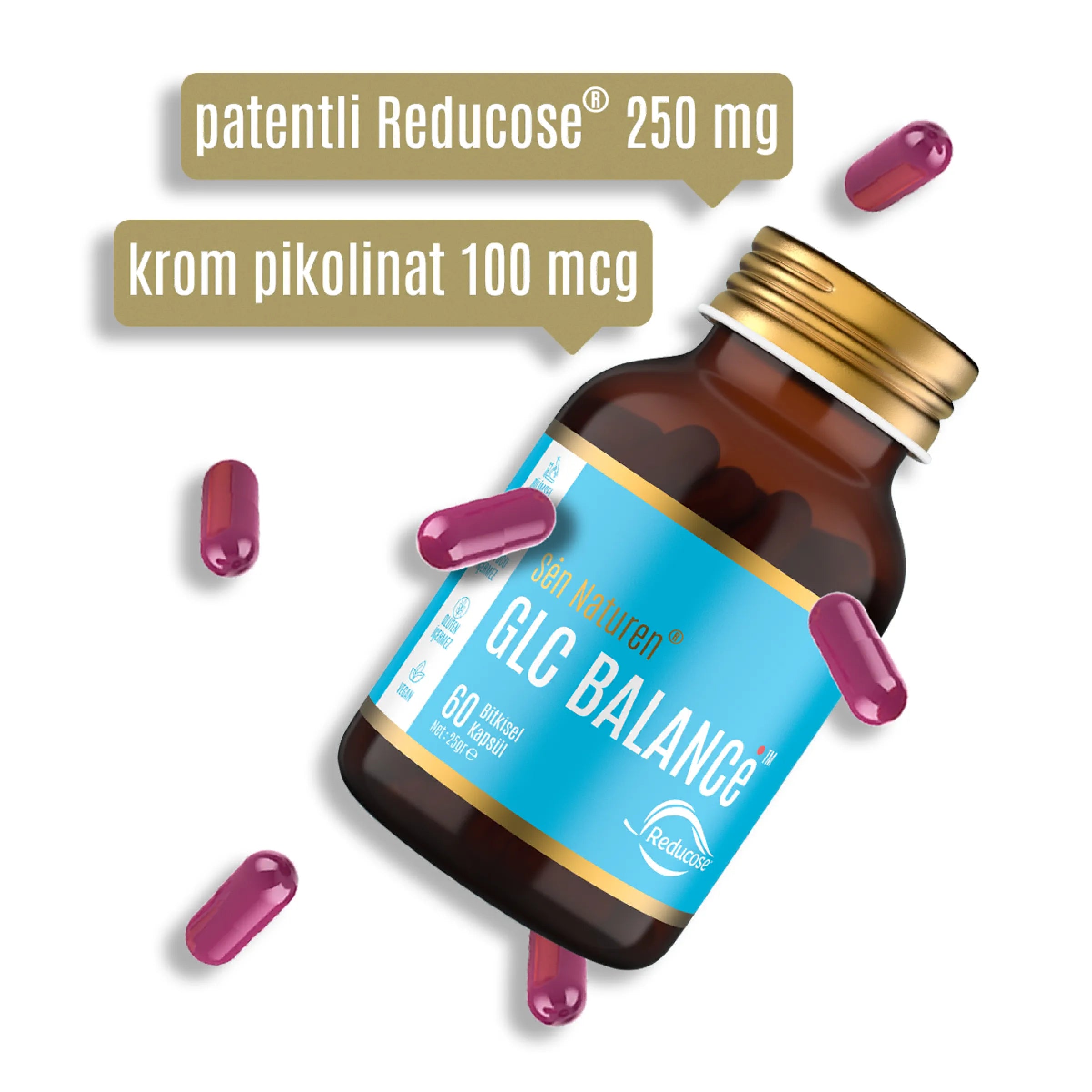 Sen Natüren GLC Balance İçerikleri  - Patentli Reducose 250mg ve Krom Pikolinat 100mcg